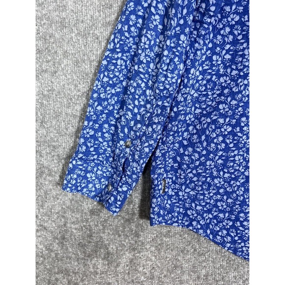 Eddie Bauer Classic Fit Floral Semi Sheer Crinkle Button Up Top Women Size PL - Picture 9 of 11